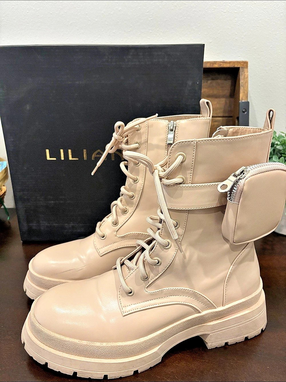 Liliana DUB-2 Combat Boots in Cream US 10